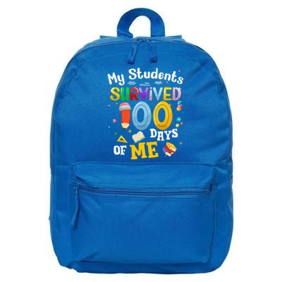 My Students Survived 100 Days Of Me 100 Days School Teachers Meaningful Gift 16 in Basic Backpack