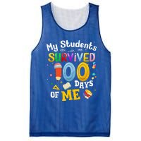 My Students Survived 100 Days Of Me 100 Days School Teachers Meaningful Gift Mesh Reversible Basketball Jersey Tank