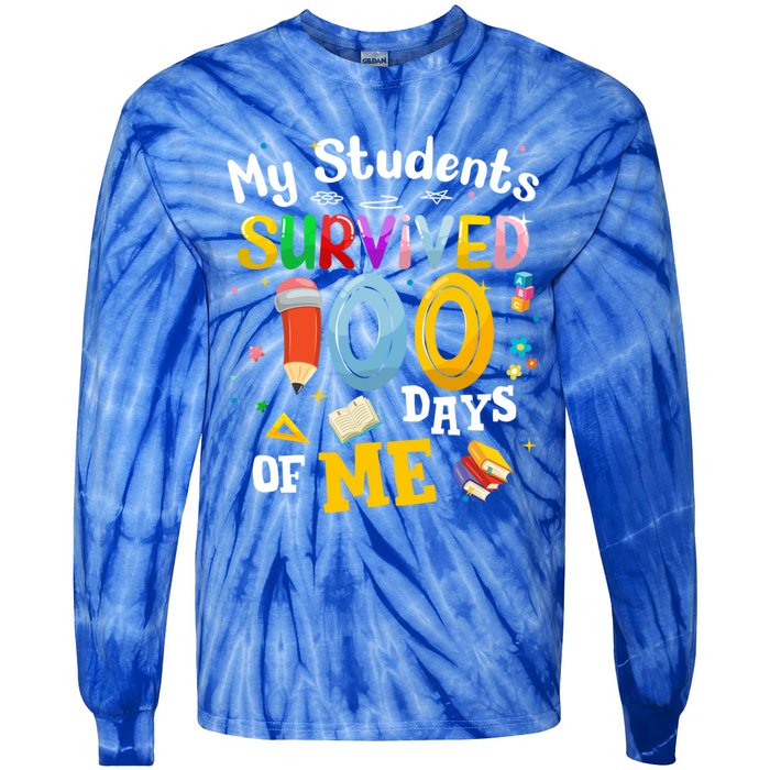 My Students Survived 100 Days Of Me 100 Days School Teachers Meaningful Gift Tie-Dye Long Sleeve Shirt