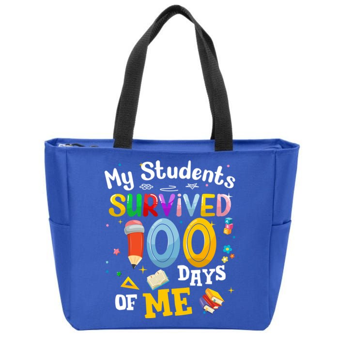 My Students Survived 100 Days Of Me 100 Days School Teachers Meaningful Gift Zip Tote Bag