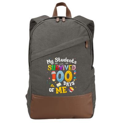 My Students Survived 100 Days Of Me 100 Days School Teachers Meaningful Gift Cotton Canvas Backpack