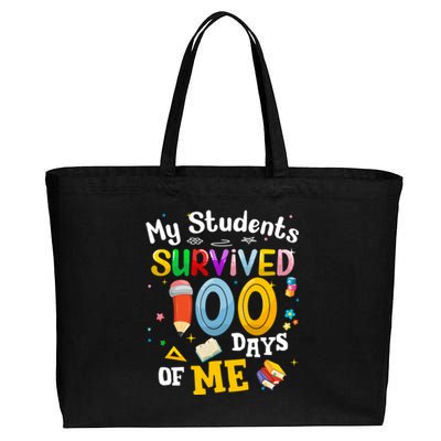 My Students Survived 100 Days Of Me 100 Days School Teachers Meaningful Gift Cotton Canvas Jumbo Tote