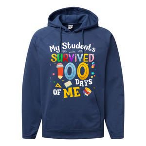 My Students Survived 100 Days Of Me 100 Days School Teachers Meaningful Gift Performance Fleece Hoodie