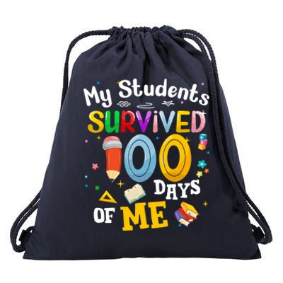 My Students Survived 100 Days Of Me 100 Days School Teachers Meaningful Gift Drawstring Bag