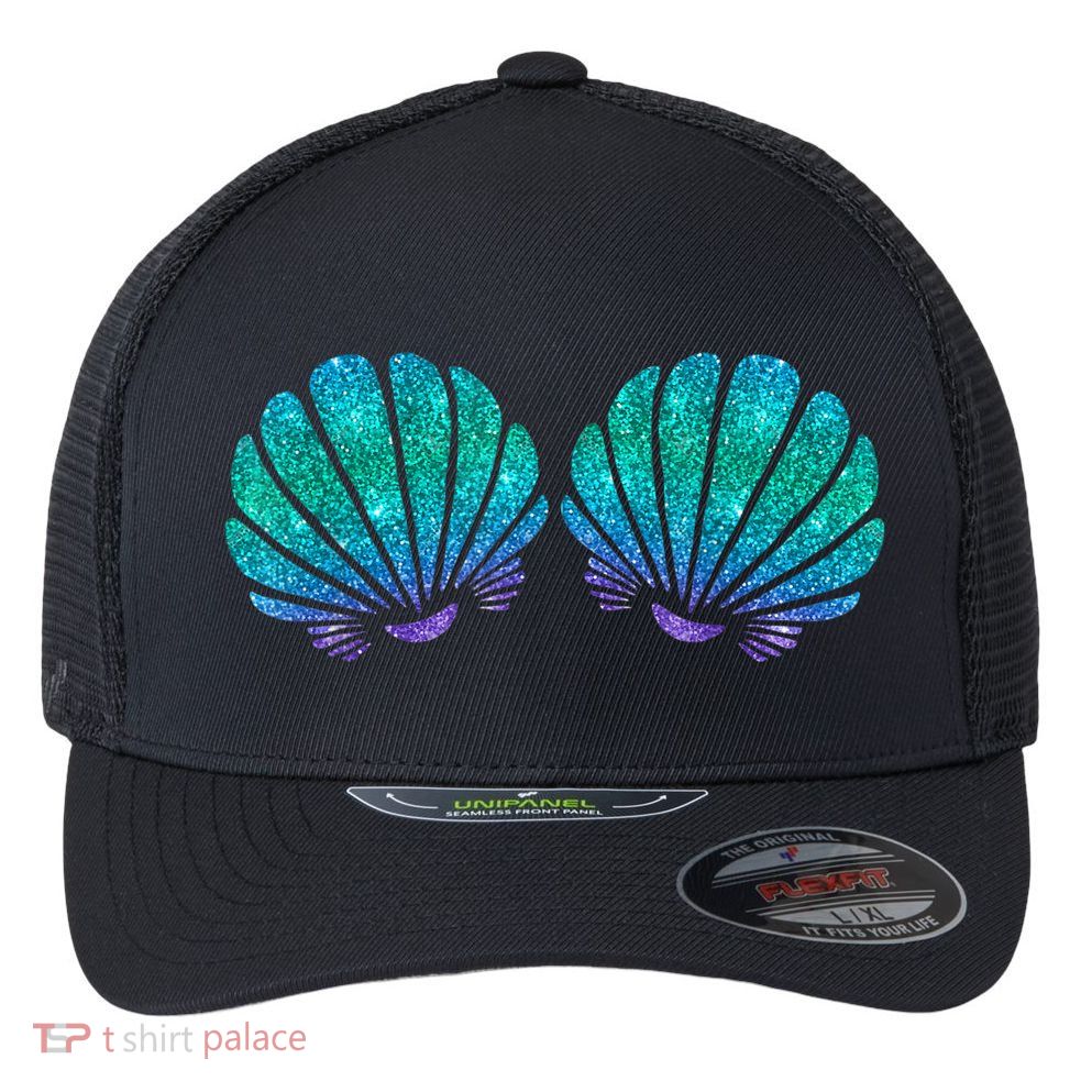 Mermaid Sea Shell Bra Costume Flexfit Unipanel Trucker Cap