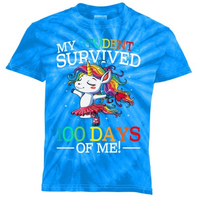 My Students Survived 100 Days Of Me 100 Days School Unicorn Gift Kids Tie-Dye T-Shirt