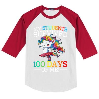 My Students Survived 100 Days Of Me 100 Days School Unicorn Gift Kids Colorblock Raglan Jersey