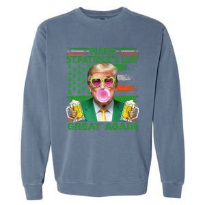 Make Saint St PatrickS Day Great Again Flag Funny Trump Garment-Dyed Sweatshirt