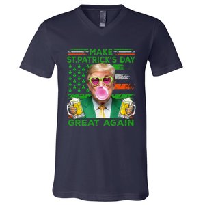 Make Saint St PatrickS Day Great Again Flag Funny Trump V-Neck T-Shirt