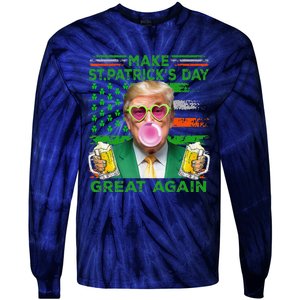 Make Saint St PatrickS Day Great Again Flag Funny Trump Tie-Dye Long Sleeve Shirt