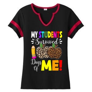 My Students Survived 100 Days Of Me Funny Students Teachers Gift Ladies Halftime Notch Neck Tee