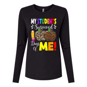 My Students Survived 100 Days Of Me Funny Students Teachers Gift Womens Cotton Relaxed Long Sleeve T-Shirt