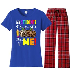 My Students Survived 100 Days Of Me Funny Students Teachers Gift Women's Flannel Pajama Set