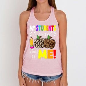 My Students Survived 100 Days Of Me Funny Students Teachers Gift Women's Knotted Racerback Tank