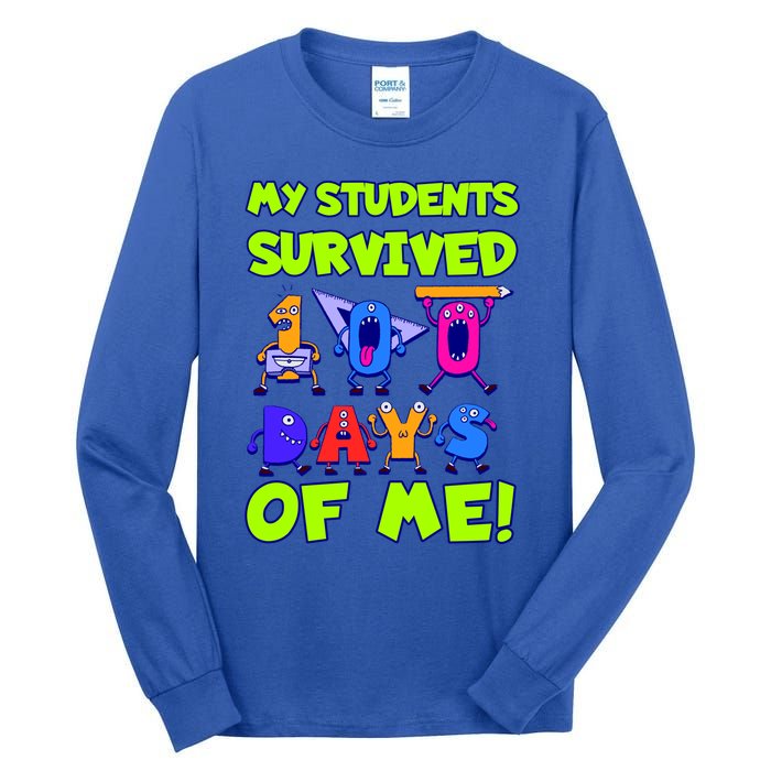 My Students Survived 100 Days With Me 100th Day Of Teacher Meaningful Gift Tall Long Sleeve T-Shirt