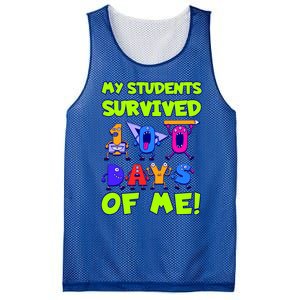 My Students Survived 100 Days With Me 100th Day Of Teacher Meaningful Gift Mesh Reversible Basketball Jersey Tank