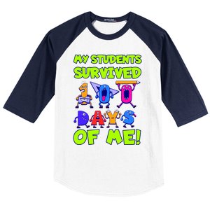 My Students Survived 100 Days With Me 100th Day Of Teacher Meaningful Gift Baseball Sleeve Shirt