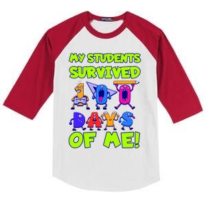 My Students Survived 100 Days With Me 100th Day Of Teacher Meaningful Gift Kids Colorblock Raglan Jersey