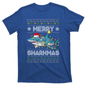 Merry Sharkmas Shark Santa Ugly Christmas Lights Xmas Great Gift T-Shirt