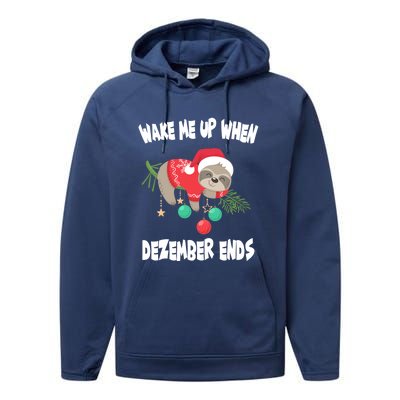 Merry Slothmas Sloth Christmas Gift Performance Fleece Hoodie