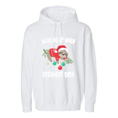 Merry Slothmas Sloth Christmas Gift Garment-Dyed Fleece Hoodie