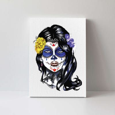 Mexican Sugar Skull Girl Halloween Dia De Los Muertos Canvas