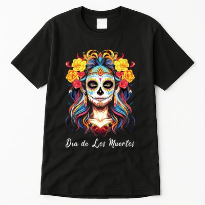 Mexican Sugar Skull Girl Halloween Dia De Los Muertos Tall T-Shirt
