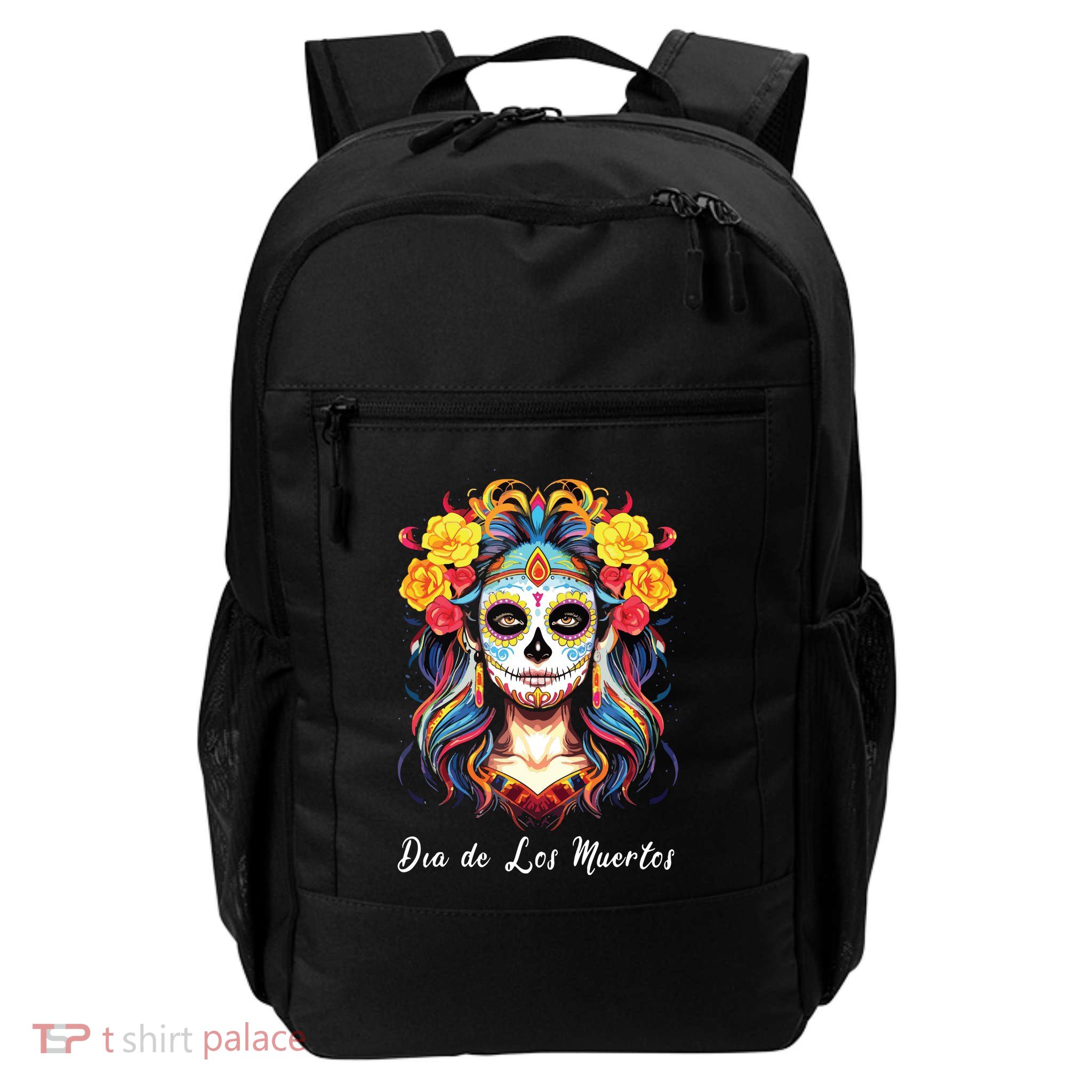Mexican Sugar Skull Girl Halloween Dia De Los Muertos Backpack