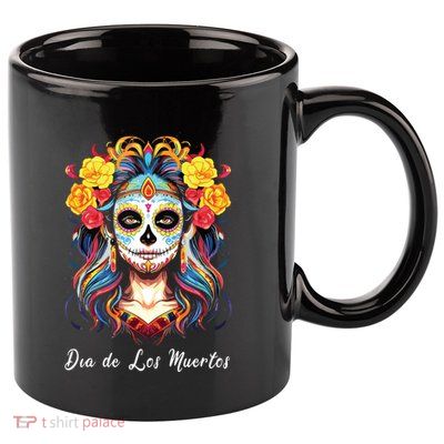 Mexican Sugar Skull Girl Halloween Dia De Los Muertos 11oz C Handle Ceramic Mug