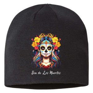 Mexican Sugar Skull Girl Halloween Dia De Los Muertos Sustainable Beanie