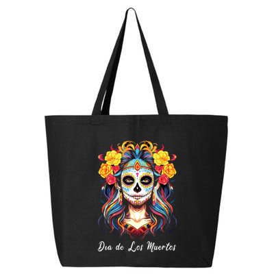 Mexican Sugar Skull Girl Halloween Dia De Los Muertos 25L Jumbo Tote