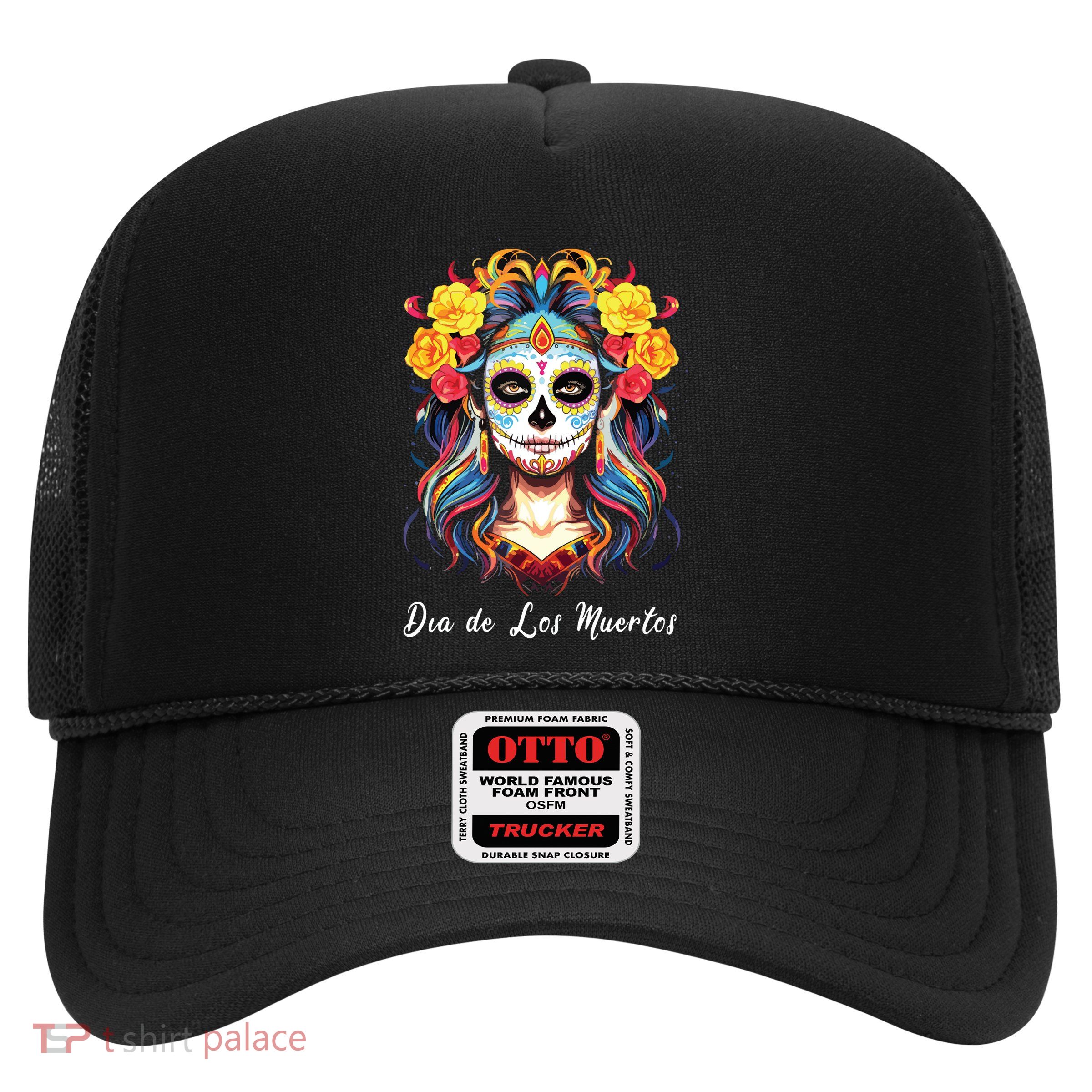 Mexican Sugar Skull Girl Halloween Dia De Los Muertos Trucker Hat