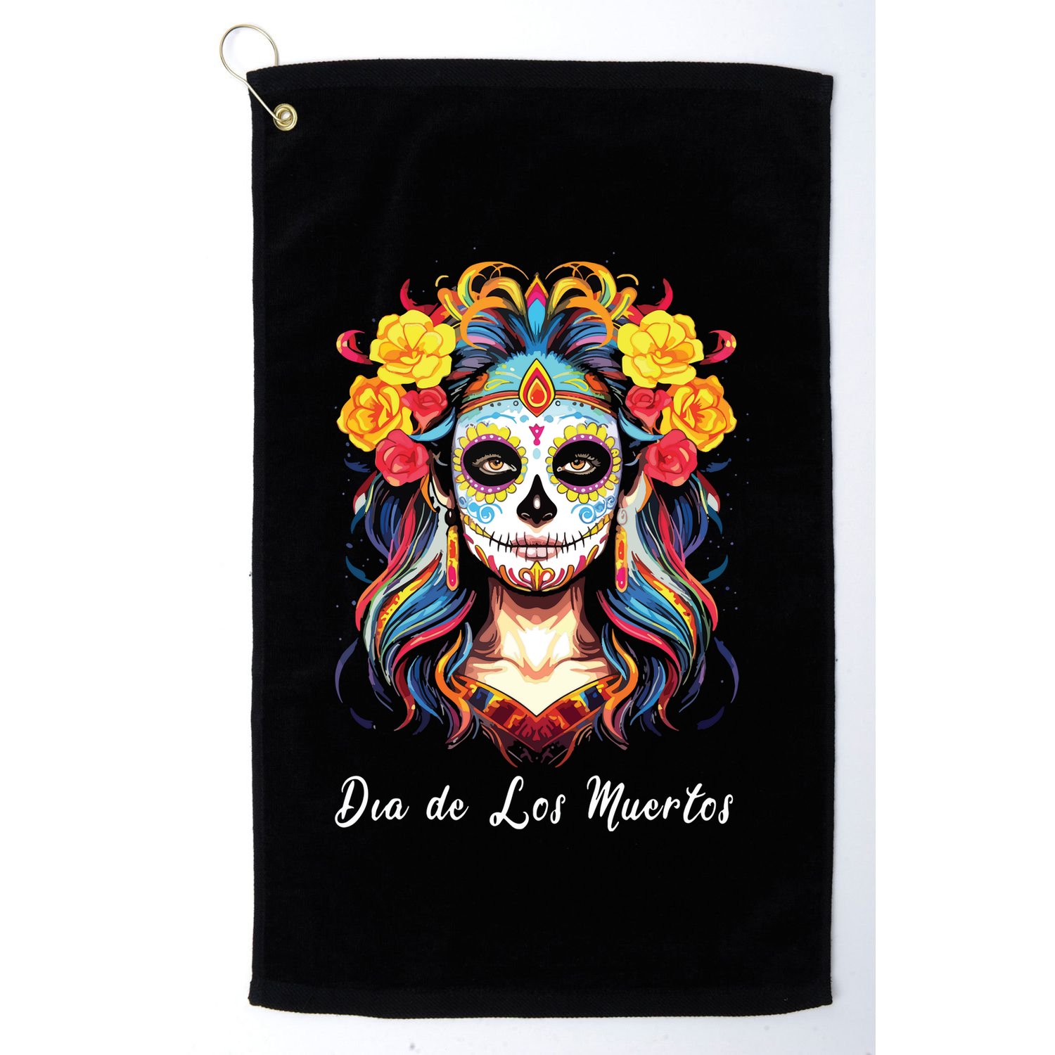 Mexican Sugar Skull Girl Halloween Dia De Los Muertos Golf Towel
