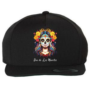 Mexican Sugar Skull Girl Halloween Dia De Los Muertos Wool Snapback Cap