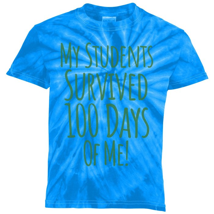 My Students Survived 100 Days Of Me Funny Teacher Gift Kids Tie-Dye T-Shirt