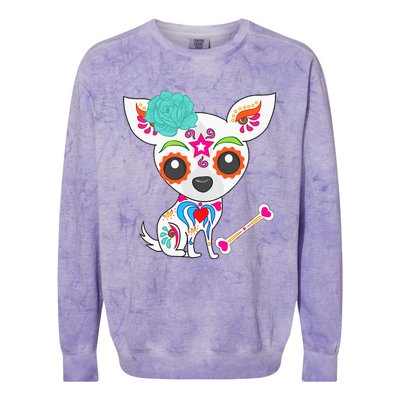 Mexican Sugar Skull Chihuahua Colorblast Crewneck Sweatshirt