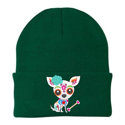 Mexican Sugar Skull Chihuahua Knit Cap Winter Beanie