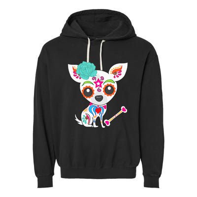 Mexican Sugar Skull Chihuahua Garment-Dyed Fleece Hoodie