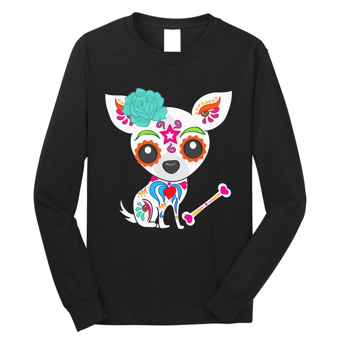 Mexican Sugar Skull Chihuahua Long Sleeve Shirt