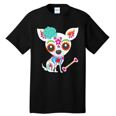 Mexican Sugar Skull Chihuahua Tall T-Shirt