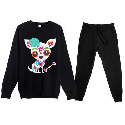 Mexican Sugar Skull Chihuahua Premium Crewneck Sweatsuit Set