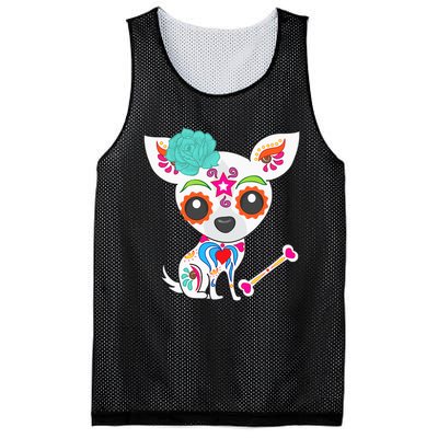 Mexican Sugar Skull Chihuahua Mesh Reversible Basketball Jersey Tank