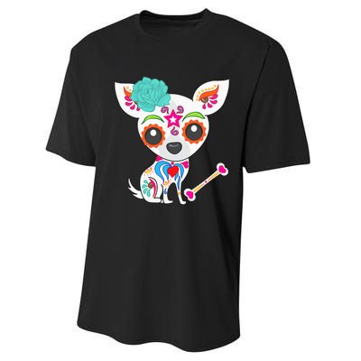 Mexican Sugar Skull Chihuahua Performance Sprint T-Shirt