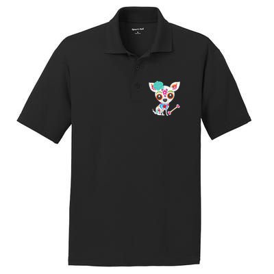 Mexican Sugar Skull Chihuahua PosiCharge RacerMesh Polo