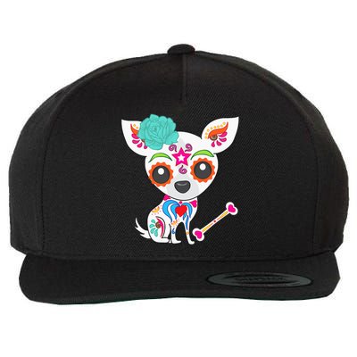 Mexican Sugar Skull Chihuahua Wool Snapback Cap