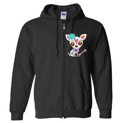 Mexican Sugar Skull Chihuahua Full Zip Hoodie