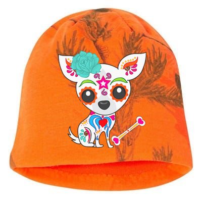 Mexican Sugar Skull Chihuahua Kati - Camo Knit Beanie