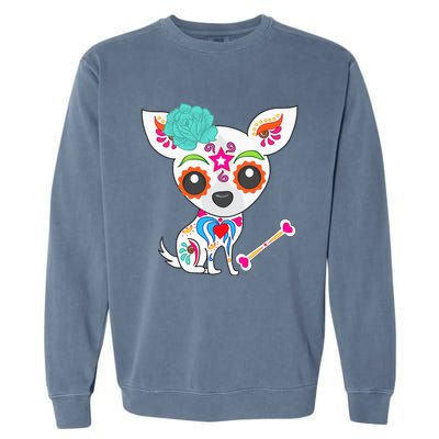 Mexican Sugar Skull Chihuahua Garment-Dyed Sweatshirt