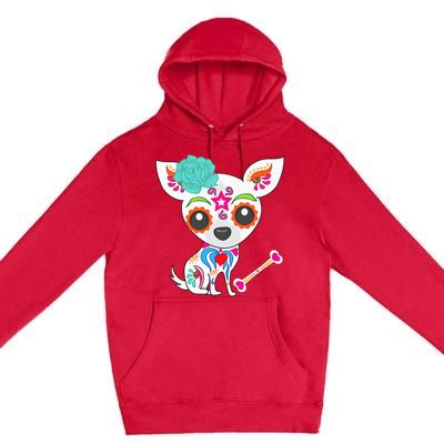 Mexican Sugar Skull Chihuahua Premium Pullover Hoodie