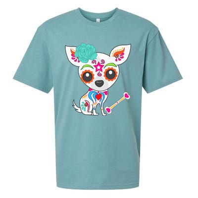 Mexican Sugar Skull Chihuahua Sueded Cloud Jersey T-Shirt